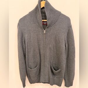 UNTUCKit Barron Chunky Zip Cardigan Gray Wool Blend Shawl Collar Sweater Small